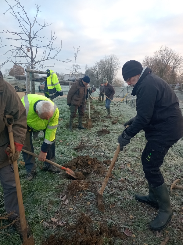 Bénévoles sur un chantier plantation de haies