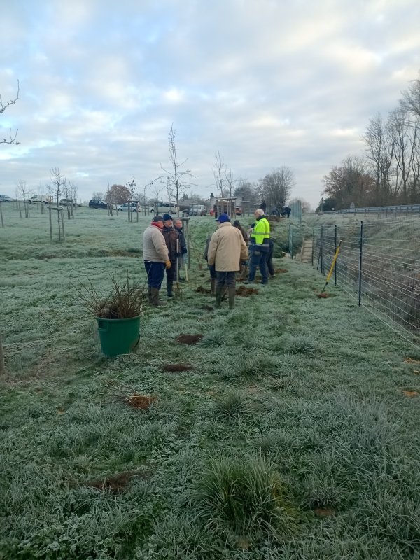 Bénévoles sur un chantier plantation de haies