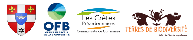 logos : Commune de Saint-Loup-Terrier, OFB, Communauté de Communes des Crêtes Préardennaises, Terres de Biodiversité (ABC de Saint-Loup-Terrier)
