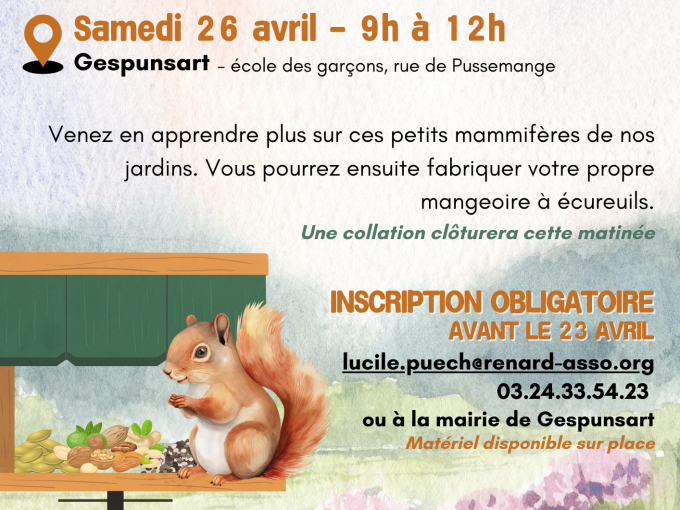 Bout d'affiche de l'animation avec dessin d'un écureuil